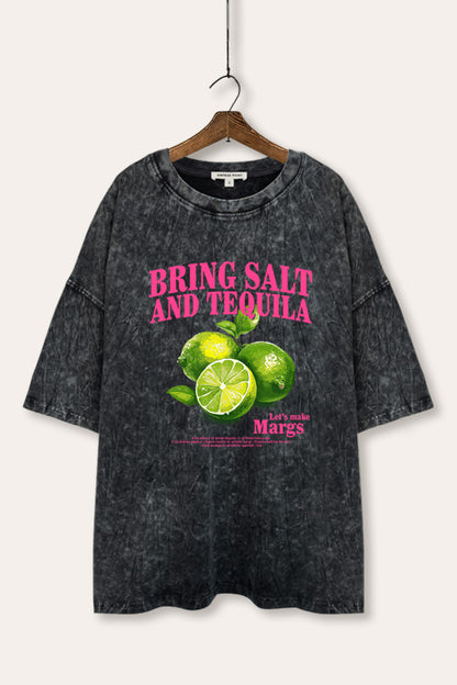 Salt Tequila & Margarita Graphic Mineral Wash Oversized Tee