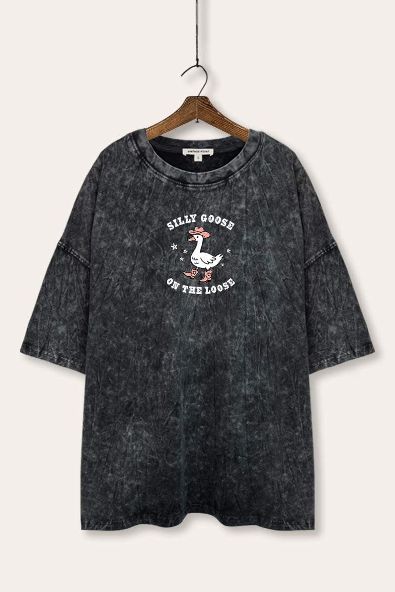 Silly Goose Western Graphic Mineral Wash Oversized Tee