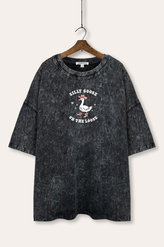 Silly Goose Western Graphic Mineral Wash Oversized Tee