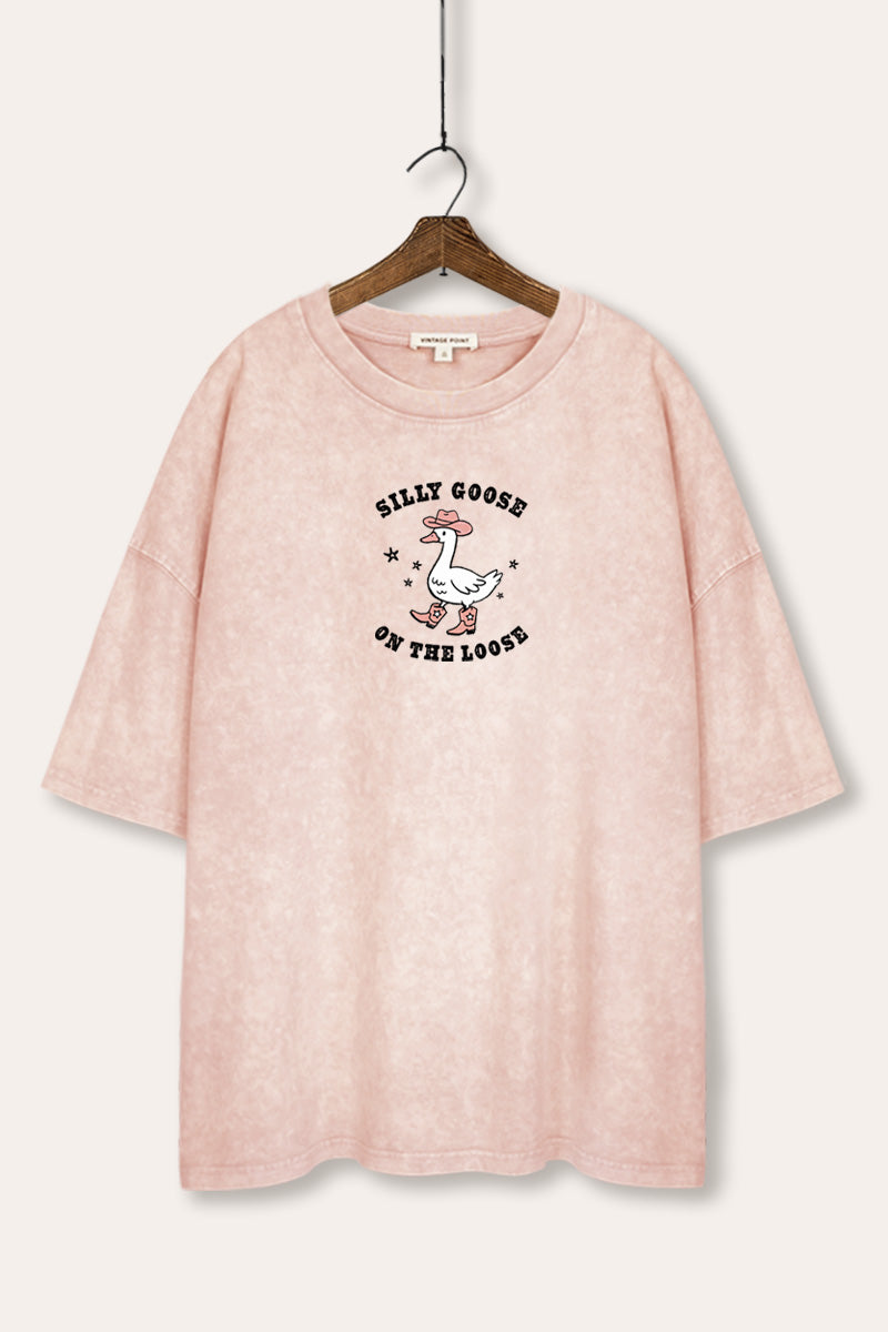 Silly Goose Western Graphic Mineral Wash Oversized Tee