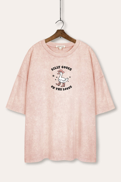 Silly Goose Western Graphic Mineral Wash Oversized Tee