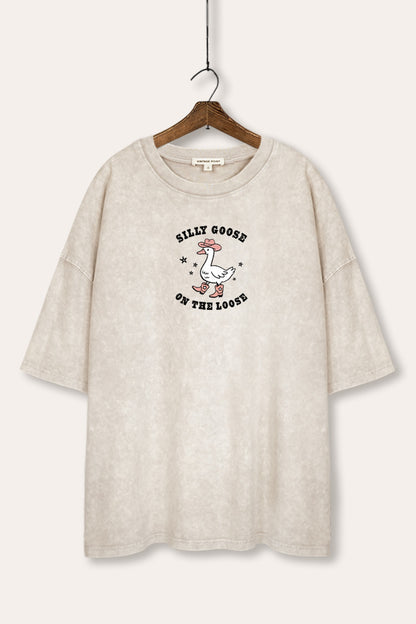 Silly Goose Western Graphic Mineral Wash Oversized Tee