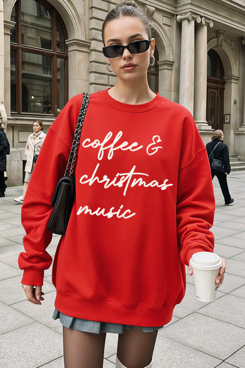 "coffee & christmas music" graphic sweatshirt