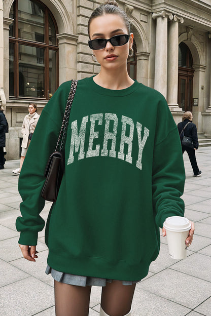 "merry" christmas graphic sweatshirt