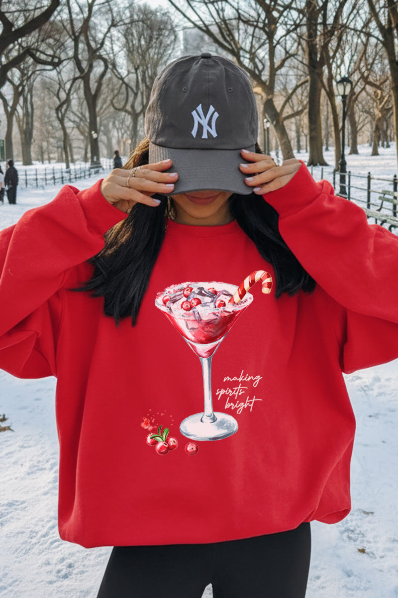 christmas cocktail graphic sweatshirt