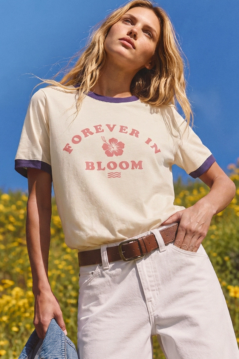 Forever In Bloom Graphic Ringer Tee
