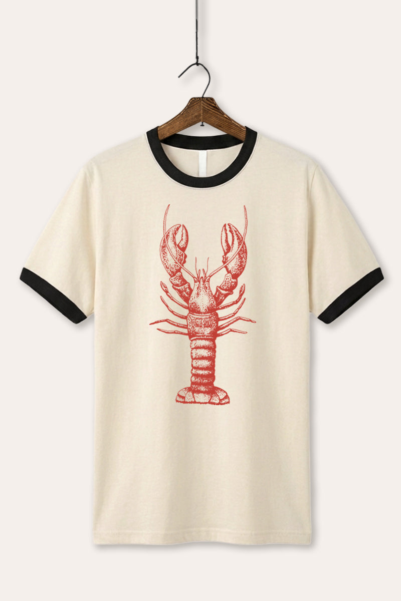 Fresh Lobster Coastal Graphic Ringer Tee