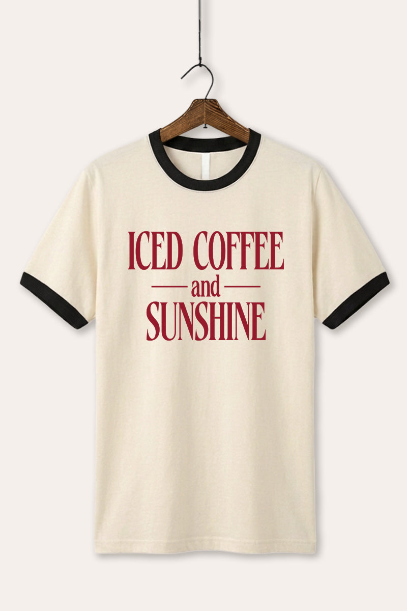 Iced Coffee and Sunshine Graphic Ringer Tee