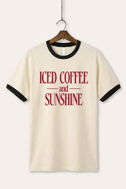 Iced Coffee and Sunshine Graphic Ringer Tee