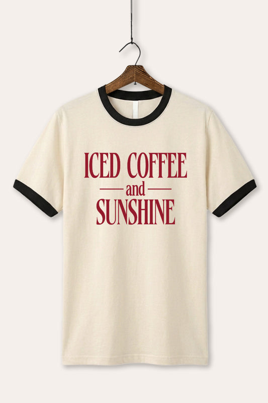 Iced Coffee and Sunshine Graphic Ringer Tee