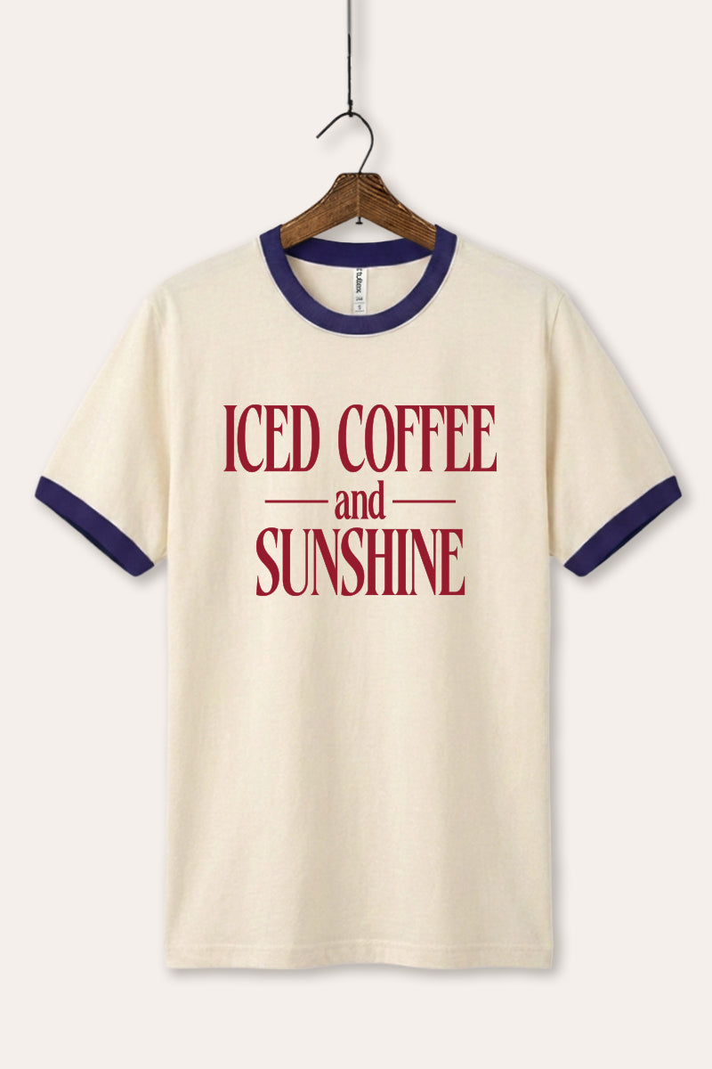 Iced Coffee and Sunshine Graphic Ringer Tee