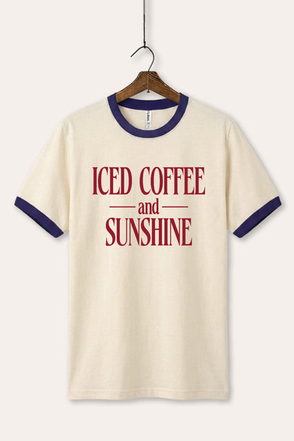 Iced Coffee and Sunshine Graphic Ringer Tee