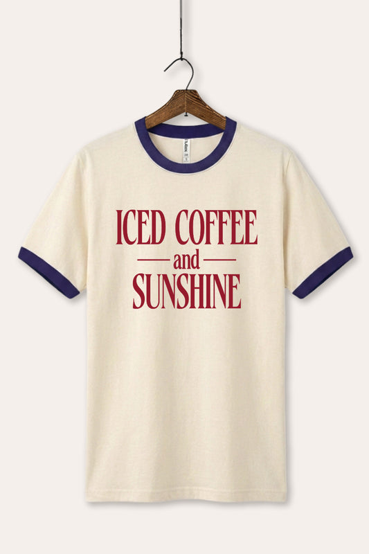 Iced Coffee and Sunshine Graphic Ringer Tee