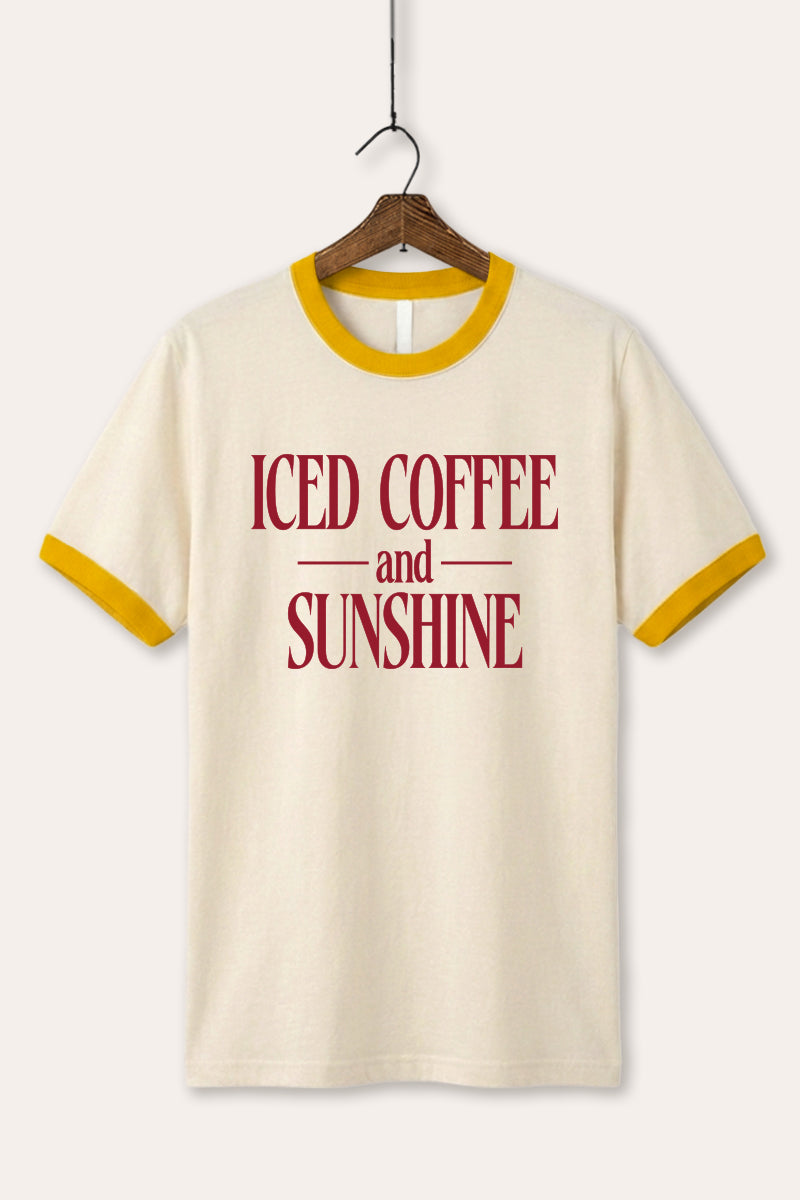 Iced Coffee and Sunshine Graphic Ringer Tee