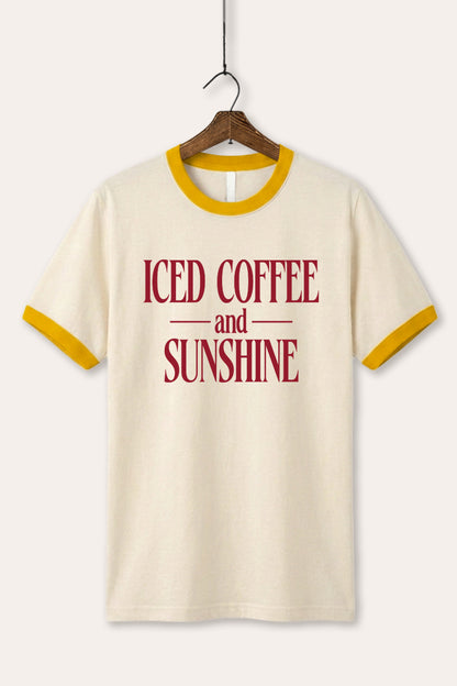 Iced Coffee and Sunshine Graphic Ringer Tee