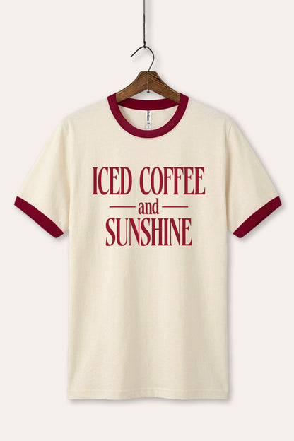 Iced Coffee and Sunshine Graphic Ringer Tee