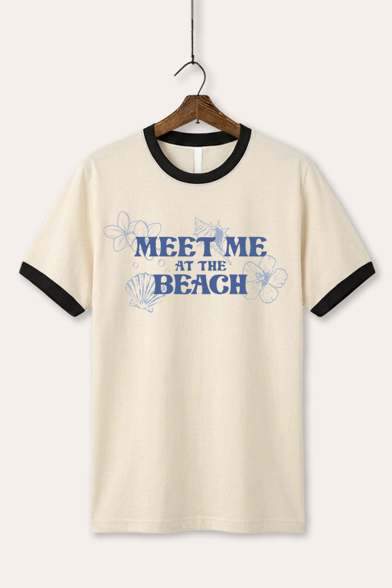 Tropical Meet Me at the Beach Graphic Ringer Tee