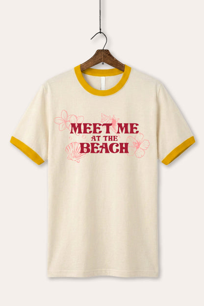 Tropical Meet Me at the Beach Graphic Ringer Tee