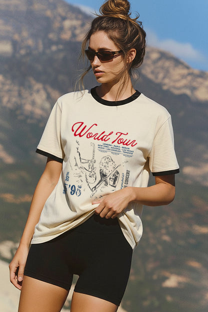 Rock World Tour Graphic Ringer Tee