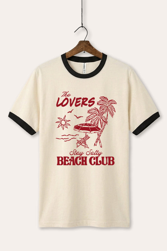 The Lovers Beach Club Graphic Ringer Tee