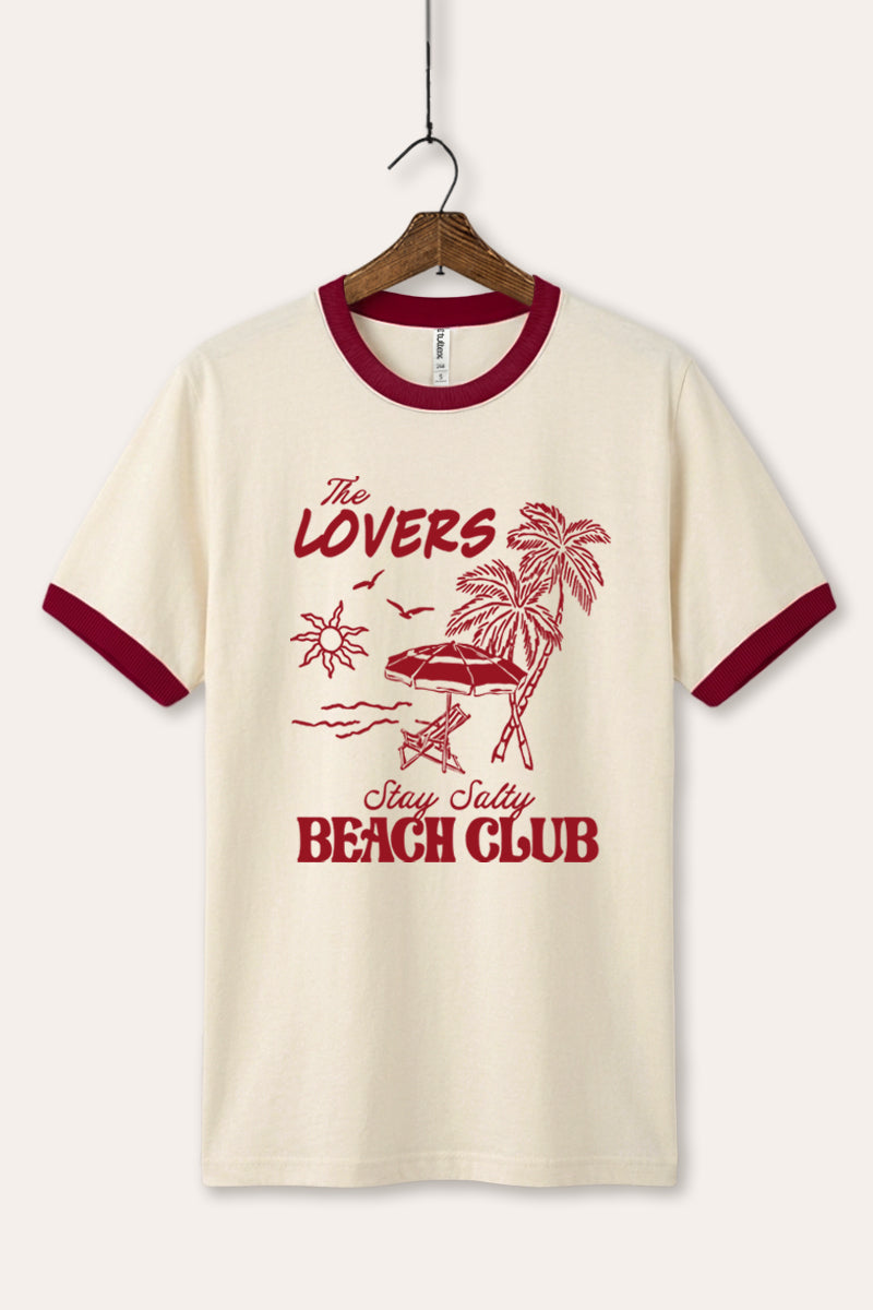 The Lovers Beach Club Graphic Ringer Tee