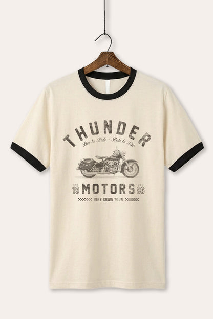 Motorcycle Thunder Motors Graphic Ringer Tee