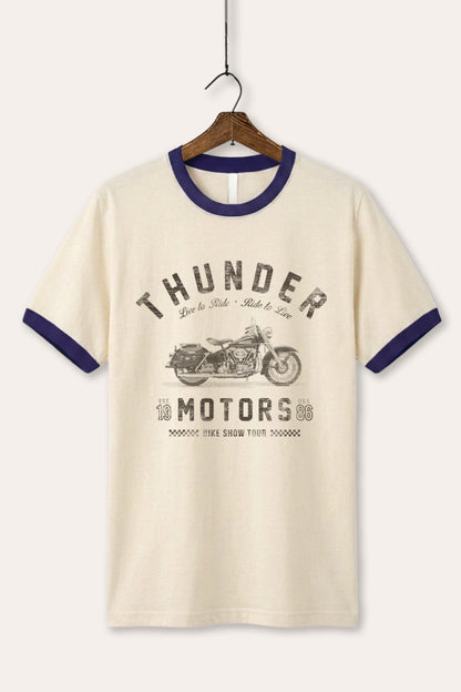 Motorcycle Thunder Motors Graphic Ringer Tee