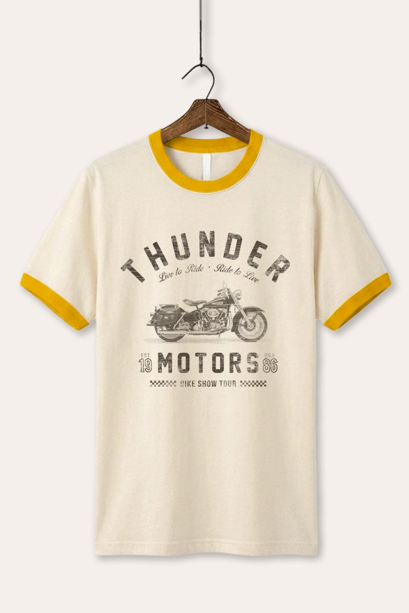 Motorcycle Thunder Motors Graphic Ringer Tee