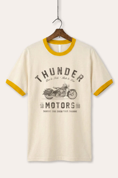 Motorcycle Thunder Motors Graphic Ringer Tee