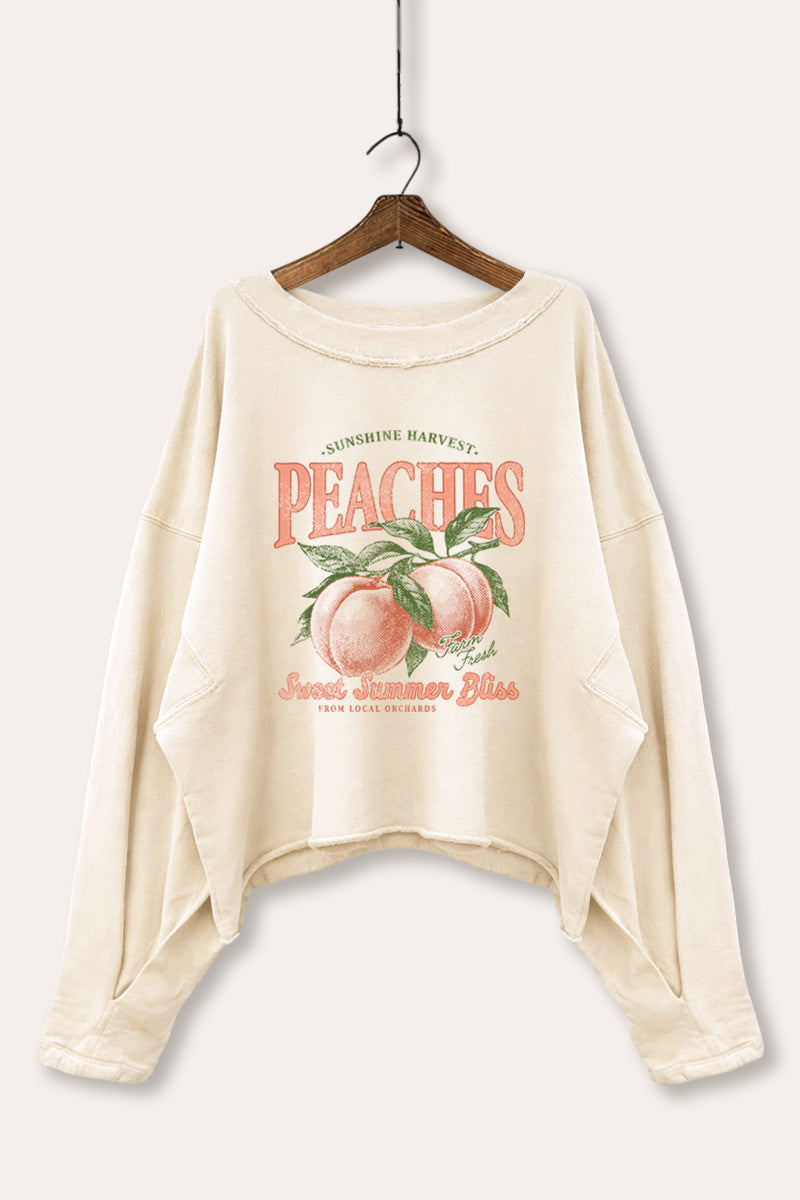 Sweet Summer Peaches Fruit Graphic Cropped Sweatshirt