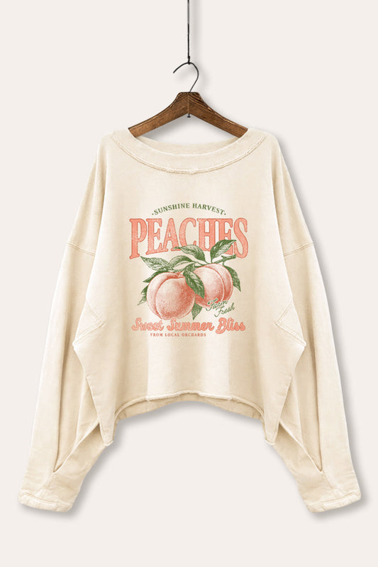Sweet Summer Peaches Fruit Graphic Cropped Sweatshirt