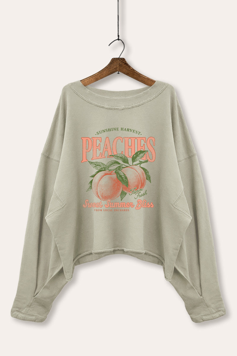 Sweet Summer Peaches Fruit Graphic Cropped Sweatshirt