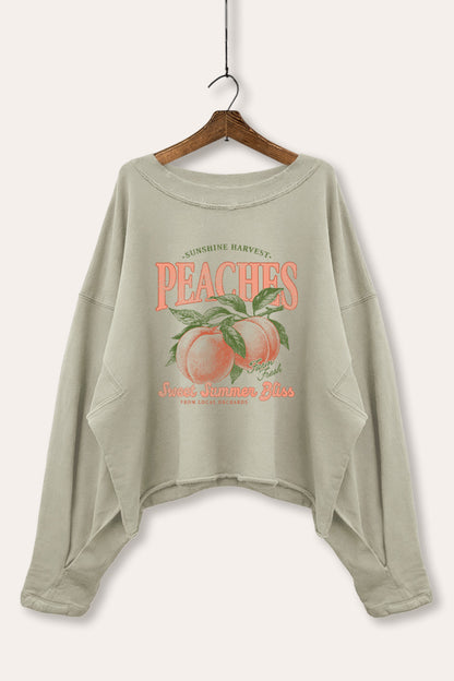 Sweet Summer Peaches Fruit Graphic Cropped Sweatshirt