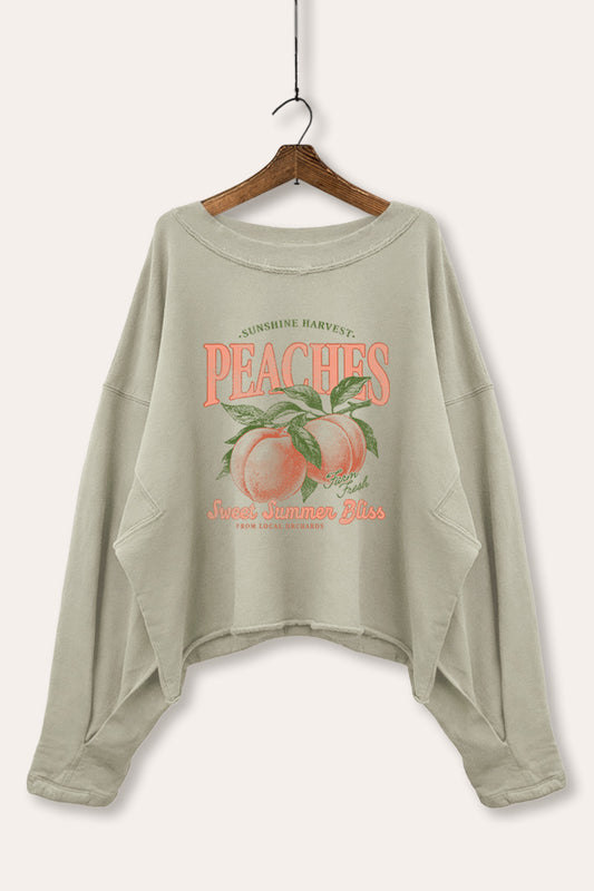 Sweet Summer Peaches Fruit Graphic Cropped Sweatshirt