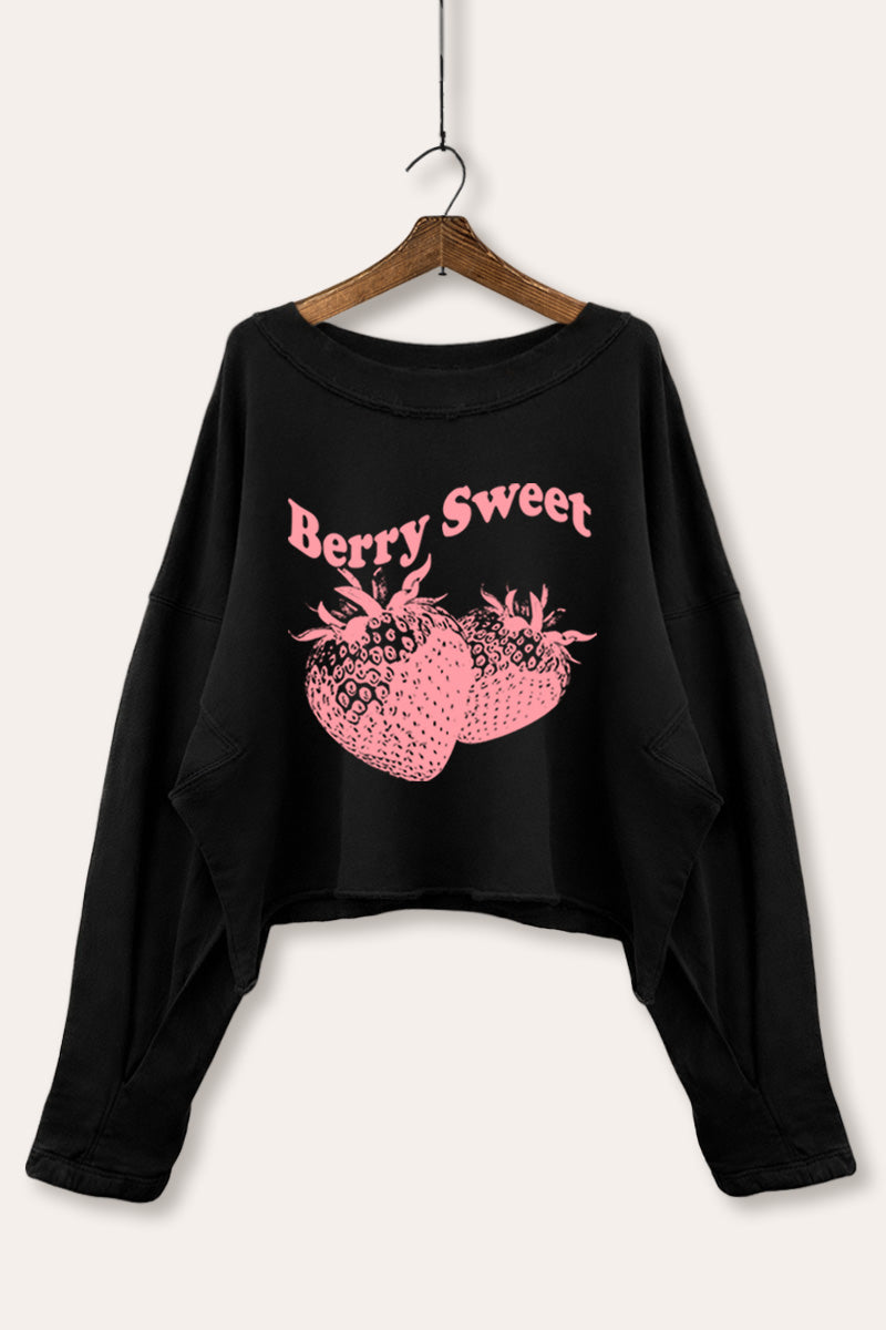 Sweet Strawberry Fruit Graphic Cropped Sweatshirt