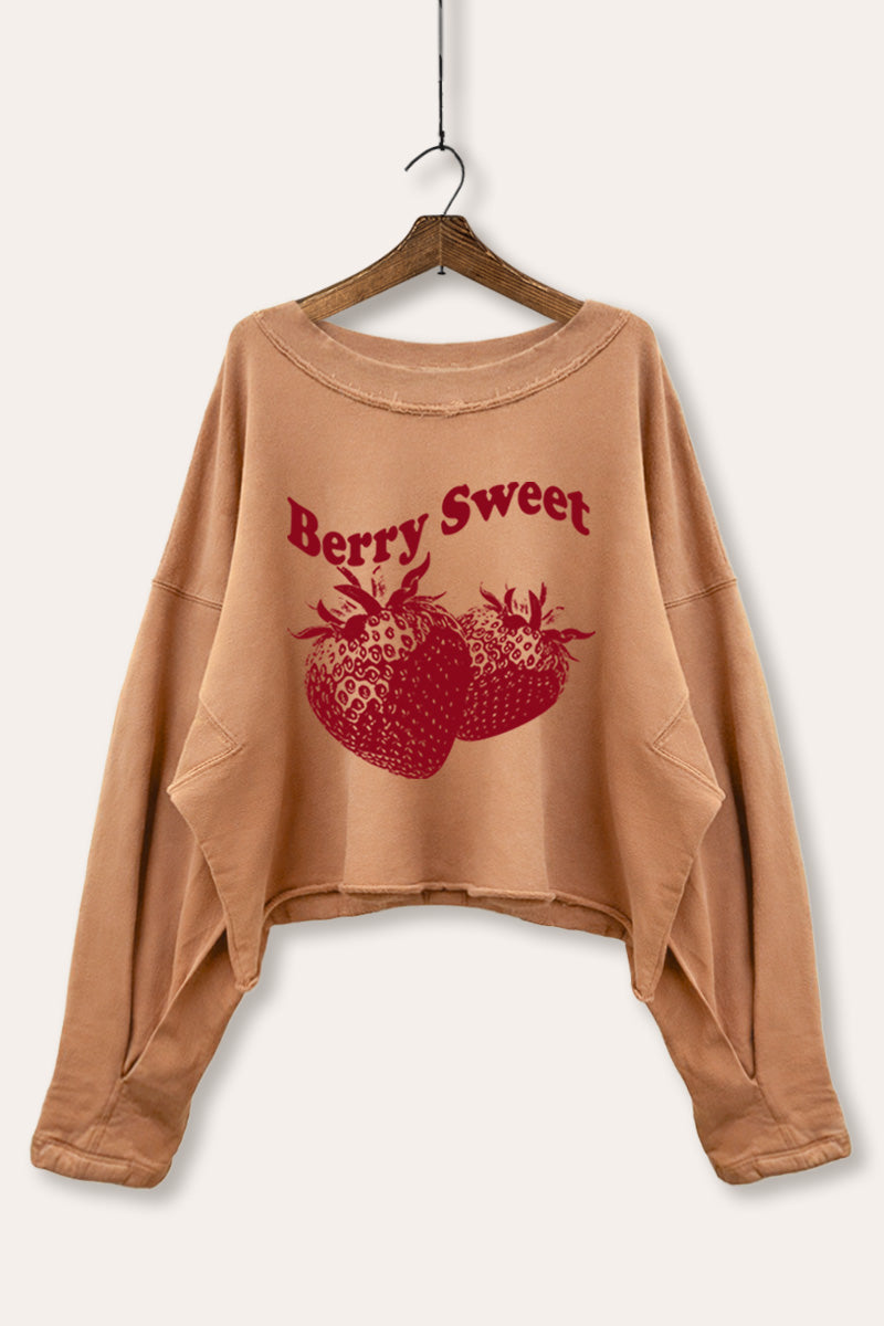 Sweet Strawberry Fruit Graphic Cropped Sweatshirt
