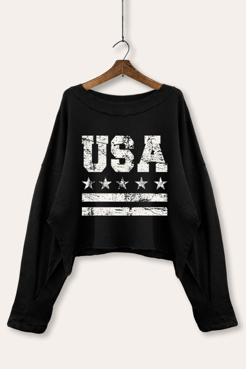 Vintage USA Graphic Cropped Sweatshirt