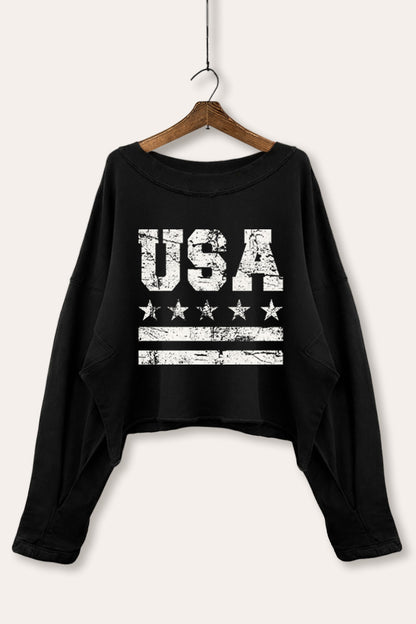 Vintage USA Graphic Cropped Sweatshirt