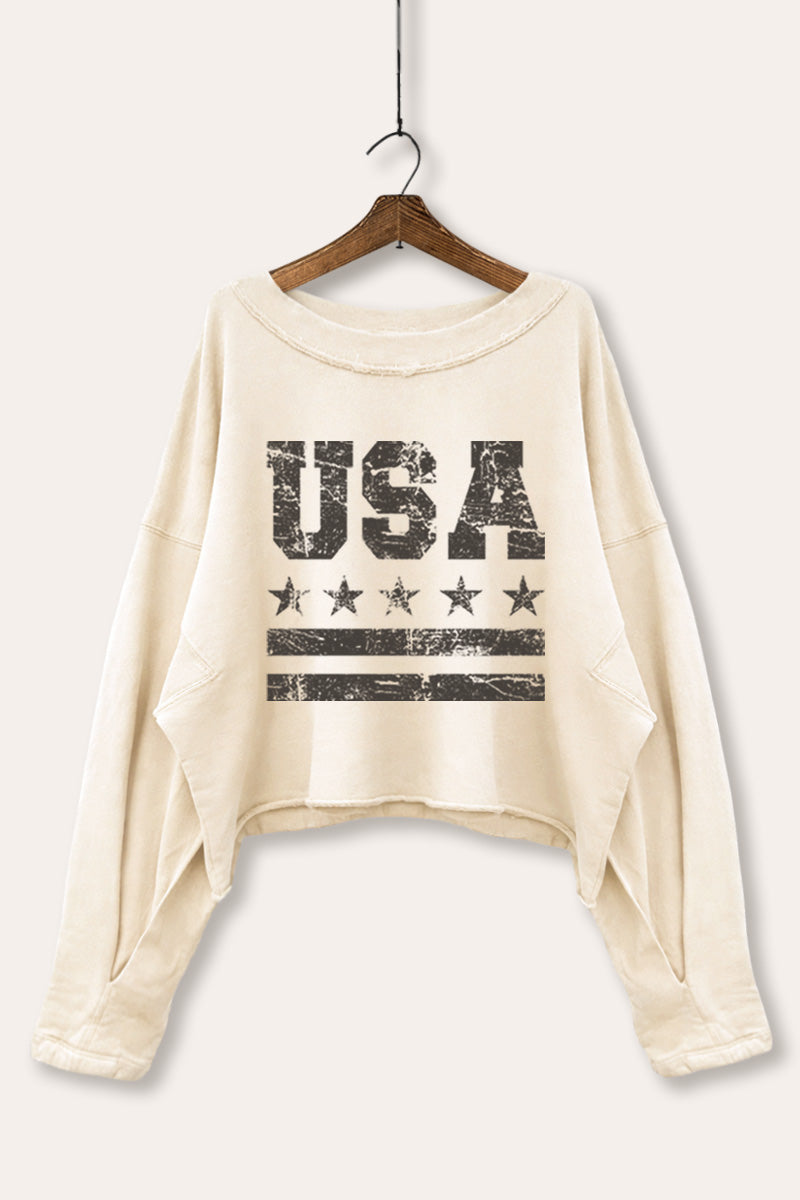 Vintage USA Graphic Cropped Sweatshirt