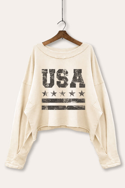 Vintage USA Graphic Cropped Sweatshirt