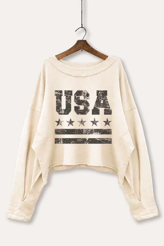 Vintage USA Graphic Cropped Sweatshirt