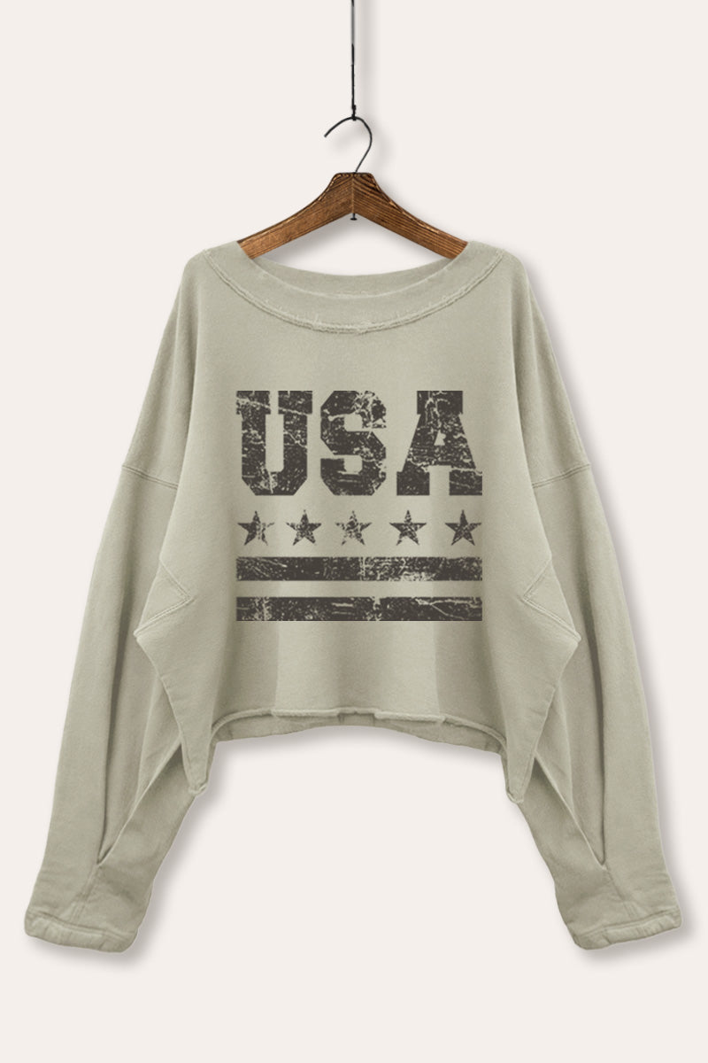 Vintage USA Graphic Cropped Sweatshirt