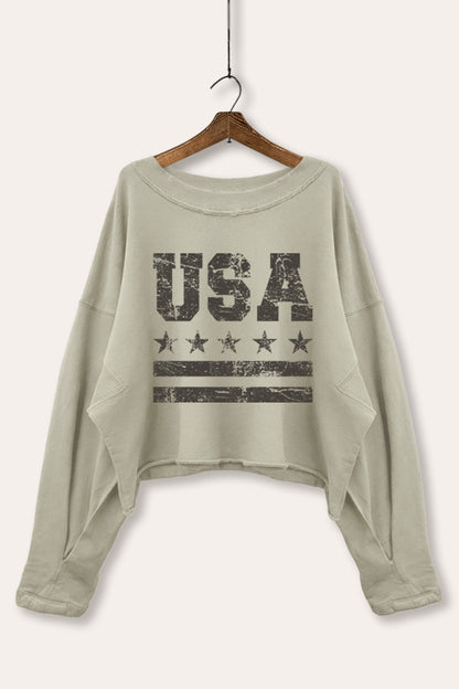 Vintage USA Graphic Cropped Sweatshirt