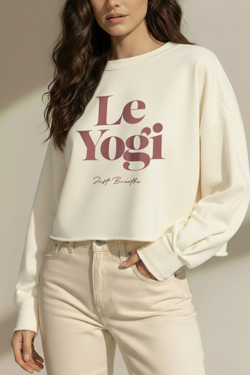 Le Yogi Just Breathe Graphic Cropped Sweatshirt