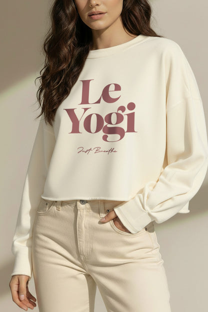 Le Yogi Just Breathe Graphic Cropped Sweatshirt