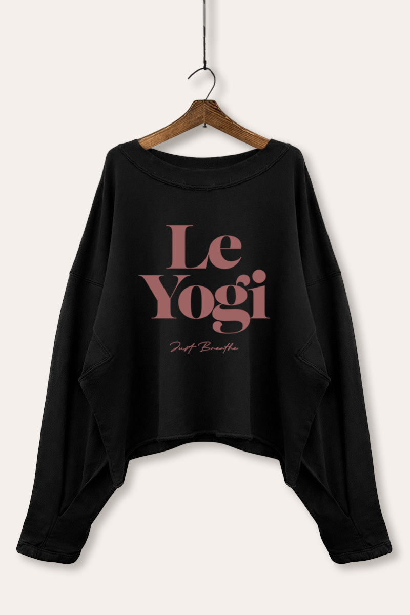 Le Yogi Just Breathe Graphic Cropped Sweatshirt