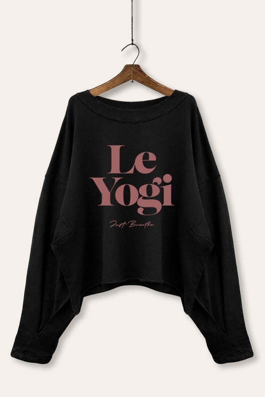 Le Yogi Just Breathe Graphic Cropped Sweatshirt