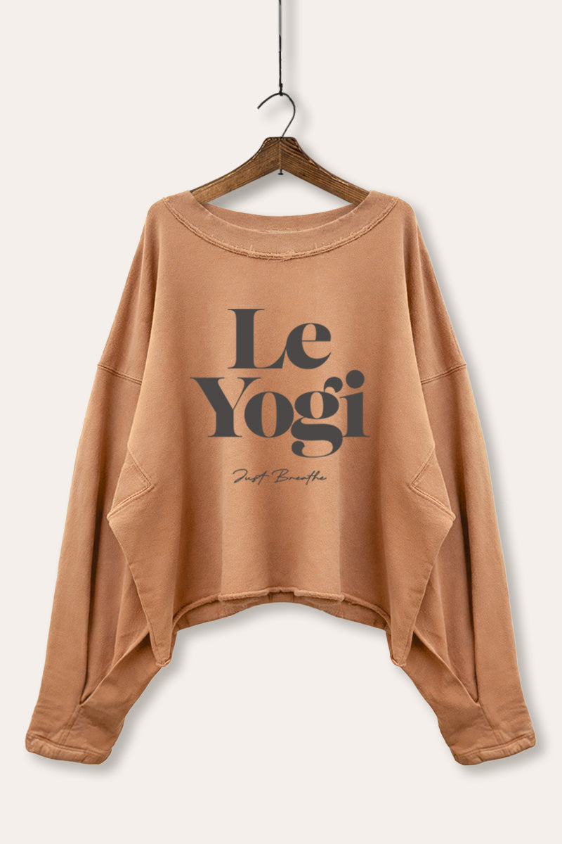 Le Yogi Just Breathe Graphic Cropped Sweatshirt