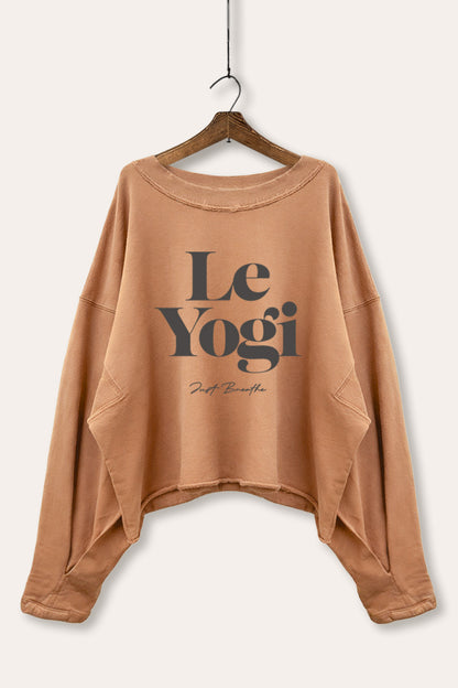 Le Yogi Just Breathe Graphic Cropped Sweatshirt