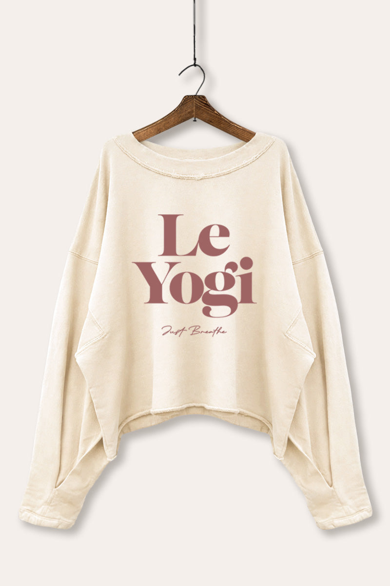 Le Yogi Just Breathe Graphic Cropped Sweatshirt